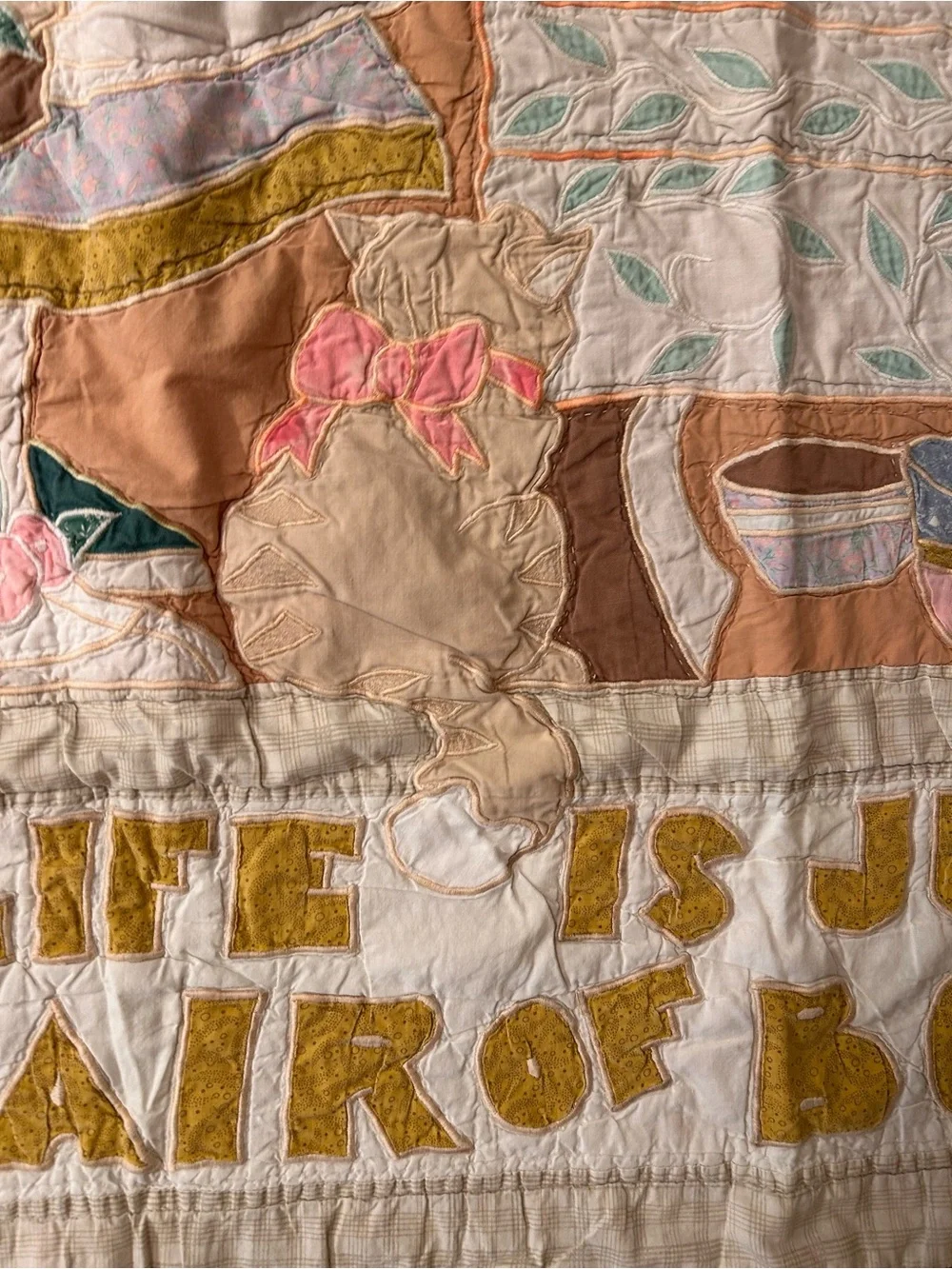 Vintage Quilted Throw Blanket in Pastel Multi-Color. 54X45